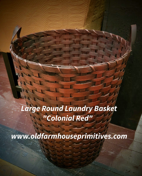 #WGSM2-CR Primitive "Colonial Red" Large Round Laundry Basket
