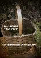 #WGFBT-FB Primitive "Fawn Brown" Footed Basket With Handle