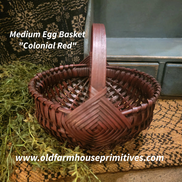 #WGME-CR Primitive "Colonial Red" Medium Egg Basket