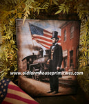 #HGC1047 Patriotic "Lincoln At Train Station" 8x10 Canvas Print