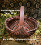 #WHME-TR Primitive Medium "Tavern Red" Egg Basket