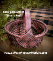 #WHLE-TR Primitive Little "Tavern Red" Egg Basket