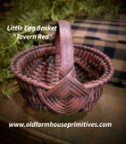 #WHLE-TR Primitive Little "Tavern Red" Egg Basket