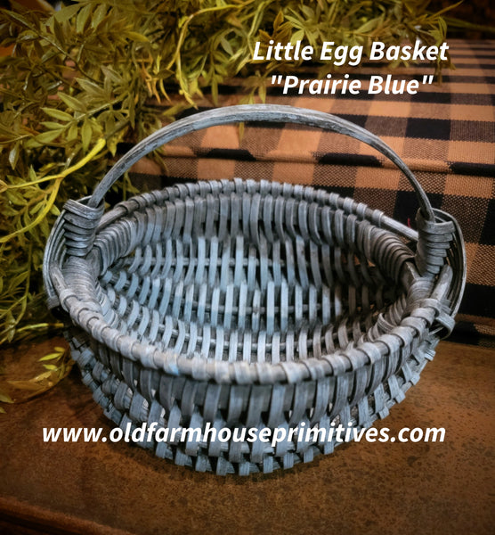#WHLE-PB Primitive Little "Prairie Blue" Egg Basket