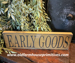 WH1093  Early Goods Wood Sign-4X12