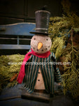 OTCS2412  Primitive Snowman ☃️ Wearing Green Stripe Coat & Top Hat 🎩