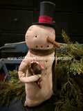 OTCS2414  Large Primitive Snowman ☃️ With Top Hat 🎩  Holding Candycane