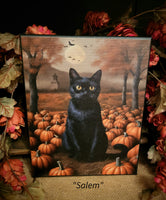 #HGC1063 "SALEM" The Harvest Cat 🐈 8x10 Canvas Print