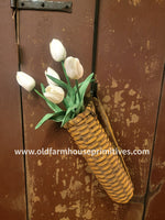 #GB252 Mustard Hanging Rag Handle Flag or Flower Basket
