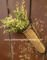 #GB252 Mustard Hanging Rag Handle Flag or Flower Basket