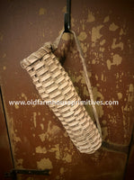 #GB255 Aged White Hanging Rag Handle Flag or Flower Basket