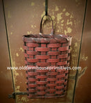 #WGSWB-CR Primitive "Colonial Red" Small Wall Basket MADE IN THE USA
