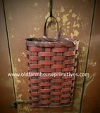 #WGSWB-CR Primitive "Colonial Red" Small Wall Basket MADE IN THE USA