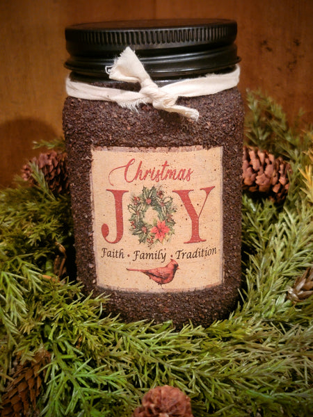 #HMC16JOY "Christmas Joy" Primitive Candle