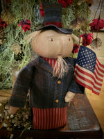 #EVE10077 Primitive "Uncle Sam" Holding Flag - MADE IN USA!