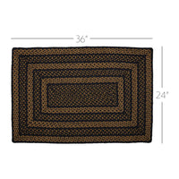 #69464  Black & Tan Jute Braided Rectangle Rug 24x36In
