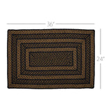#69464  Black & Tan Jute Braided Rectangle Rug 24x36In