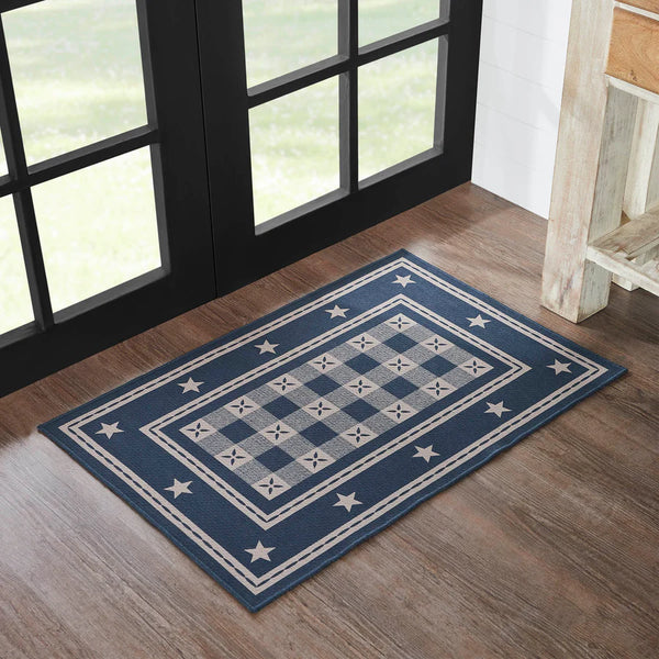 #84547  "My Country" Navy & Cream Polyester Rug Rectangle 24x36In