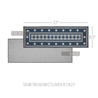 #84554 "My Country" Navy & Cream Polyester Stair Tread Rectangle Latex 8.5x27In