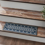 #84554 "My Country" Navy & Cream Polyester Stair Tread Rectangle Latex 8.5x27In