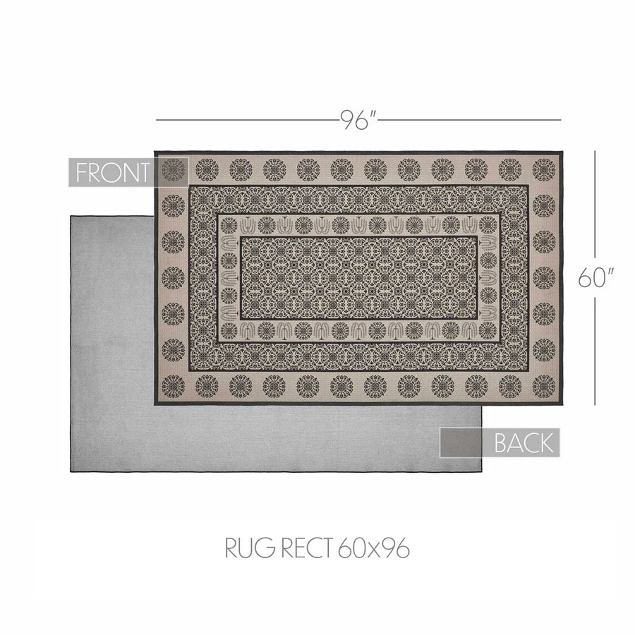 #84629 Black & Tan Jacquard Polyester Rug - Rectangle 60x96In – Old ...
