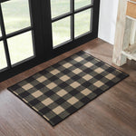 #84760  Black & Tan Tavern Check Polyester Rug - Rectangle 24x36In