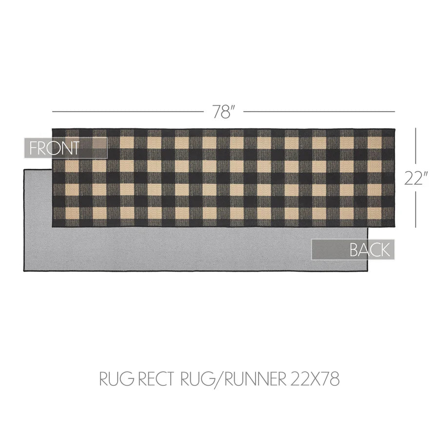 #84761 Black & Tan Tavern Check Polyester Rug/Runner - Rectangle 22x78 ...