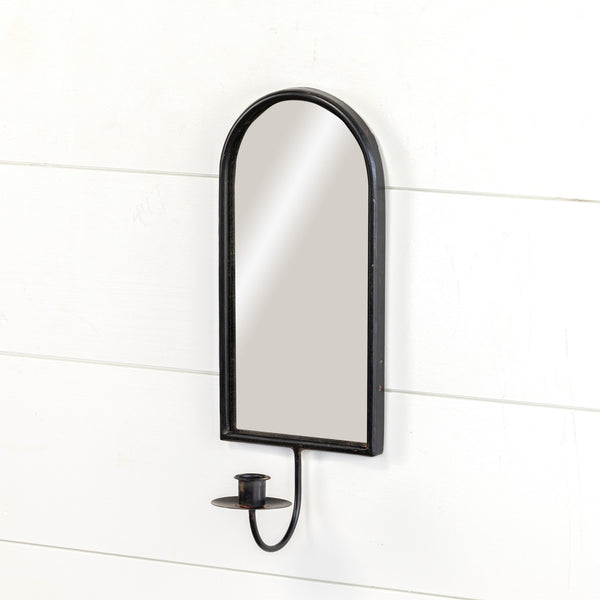 #E234189 Black Metal Mirror Wall Candle Sconce