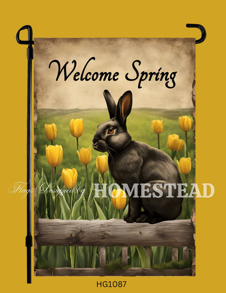 #GF-1087 "Welcome Spring Bunny" Garden Flag