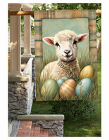 #LF-1108 "Plaid Lamb & Eggs" House/Yard Flag