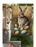 #LF-1106 "Primitive Bunny & Eggs" House/Yard Flag