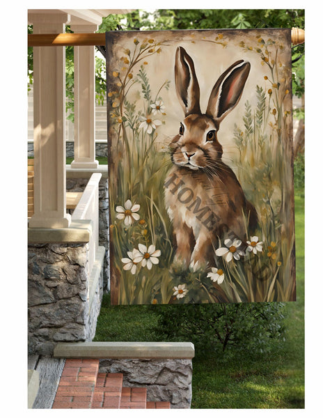 #LF-1086 "Primitive Garden Rabbit" House/Yard Flag