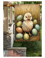 #LF-1083 "Little Prim Chick & Eggs" House/Yard Flag