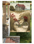 #LF-2503 "Beach House And Bike" Large Yard/House Flag