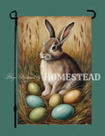 #GF-1106 "Primitive Bunny & Eggs" Garden Flag