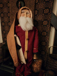 #PCDF28 Primitive Santa 🎅 Wearing Red Union Suit Holding "Long Stocking" (Made In USA)