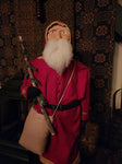 #PCDF27 Primitive Santa 🎅 Wearing Red Coat Holding "Feather Tree" (Made In USA) ★RETIRED