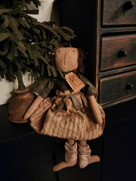 #PCDF2 Primitive Raggedy Ann Doll Green Dress