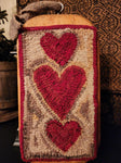 #PCDF20 Primitive "HEART" ♥️  Hooked Wool Rug On Breadboard ~ Made In USA