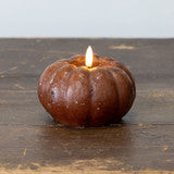 #NY236434 Primitive Bronze 3D Flame 3.5 Inch Short Pumpkin Candle - 6Hr Timer