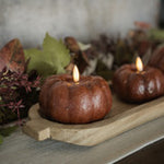 #NY236434 Primitive Bronze 3D Flame 3.5 Inch Short Pumpkin Candle - 6Hr Timer