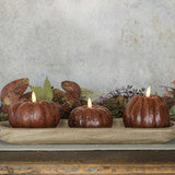 #NY236440 Primitive Bronze 3D Flame 4 Inch Tall Pumpkin Candle - 6Hr Timer
