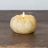 #NY236435  Primitive Cream 3D Flame 3.5 Inch Short Pumpkin Candle - 6Hr Timer