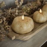 #NY236435  Primitive Cream 3D Flame 3.5 Inch Short Pumpkin Candle - 6Hr Timer