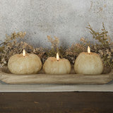 #NY236435  Primitive Cream 3D Flame 3.5 Inch Short Pumpkin Candle - 6Hr Timer