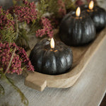 #NY236427  Primitive Black 3D Flame 3" Short Pumpkin Candle - 6 HR Timer