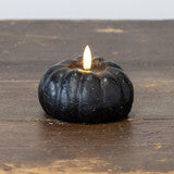 #NY236427  Primitive Black 3D Flame 3" Short Pumpkin Candle - 6 HR Timer
