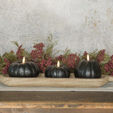 #NY236427  Primitive Black 3D Flame 3" Short Pumpkin Candle - 6 HR Timer