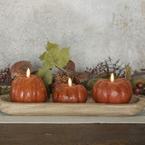 #NY236443 Primitive 4 Inch Orange 3D Flame Tall Pumpkin Candle