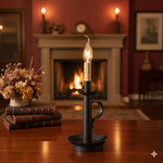 #825KB Primitive Kettle Black Electric Candlestick Accent Light